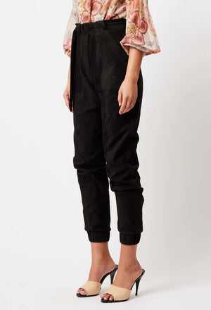 LYRA FAUX SUEDE JOGGER IN BLACK