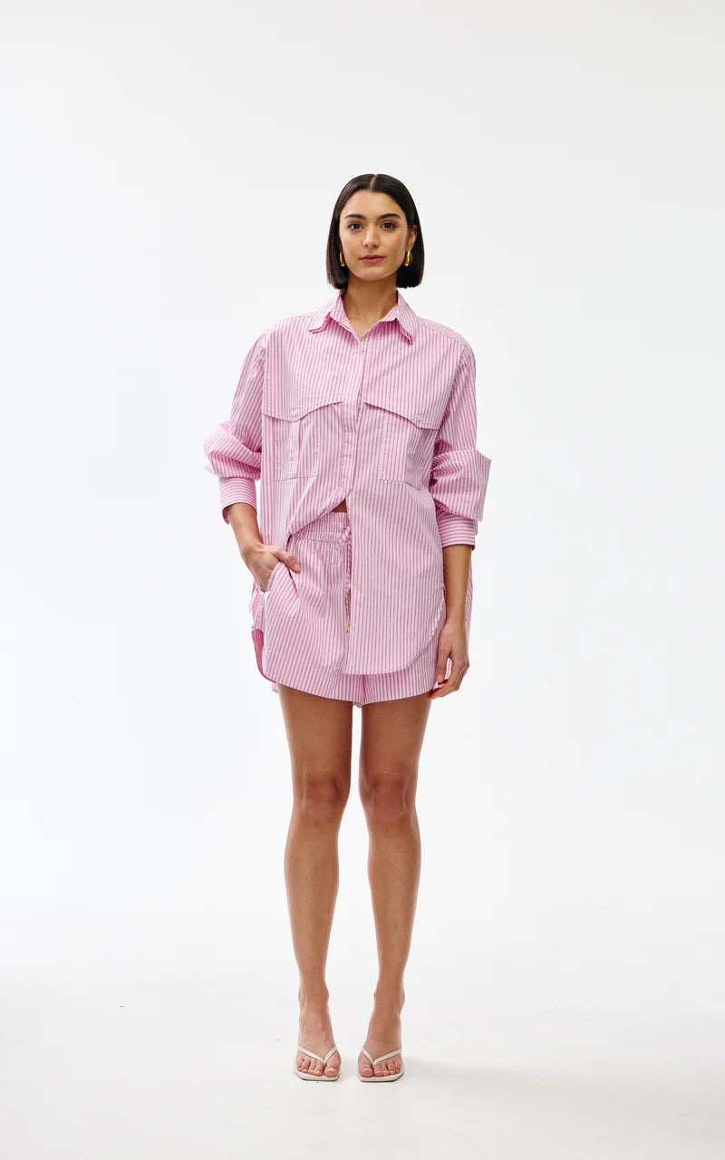 Juniper Short - Pink Pinstripe