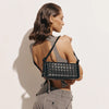 Daniella Black Triangular Woven Shoulder Bag