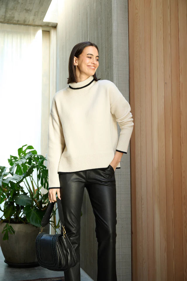 EDDY MERINO ROLL NECK JUMPER IVORY