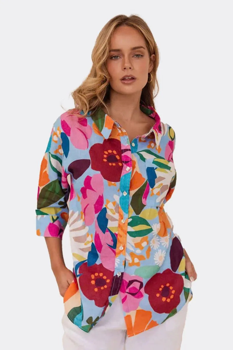Kaleido 3/4 Sleeve Print Shirt K89