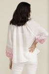 4392 Pink/white embordered sleeve shirt