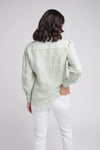 Full Sleeve Linen Shirt With Frill Collar Pistachio/White