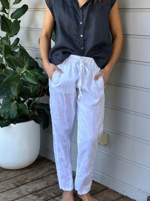 portia pants - white linen