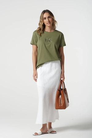 Bayside Linen Bias Skirt - White