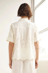 pixel top - cream broderie