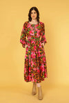 WILD ROSE DRESS with SASH BELT, LINED