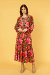 WILD ROSE DRESS with SASH BELT, LINED