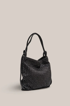 Woven Bella Black 2-in-1 Convertible Backpack Tote