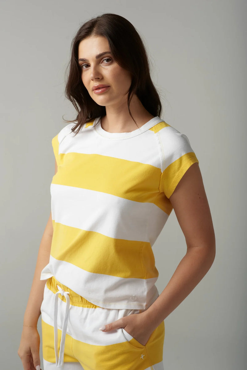 Game Cotton Raglan Tee - White/Daffodil