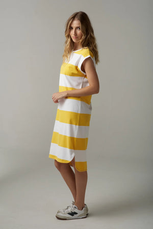 Club Cotton Stripe Dress - White/Daffodil