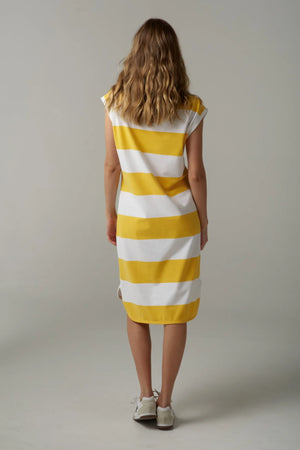 Club Cotton Stripe Dress - White/Daffodil
