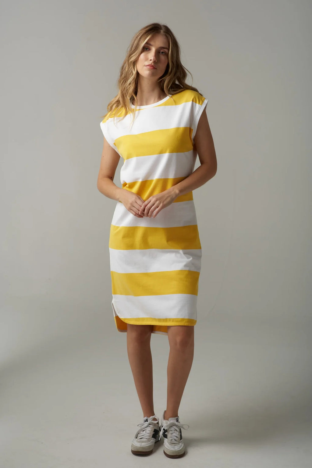 Club Cotton Stripe Dress - White/Daffodil