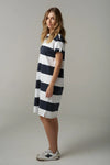 Rugby Cotton Stripe Dress - White/Parisian Navy