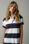Rugby Cotton Stripe Dress - White/Parisian Navy