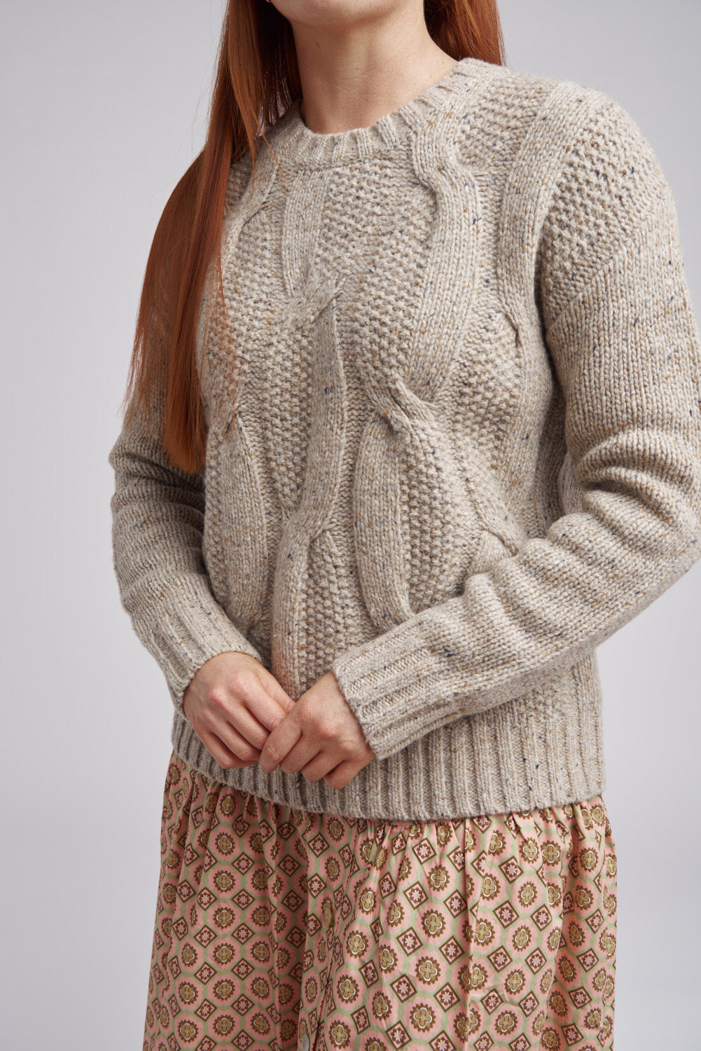 Chunky Cable Knit Jumper - Oat Cake