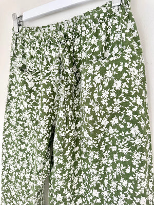 darcy pants - moss floral linen