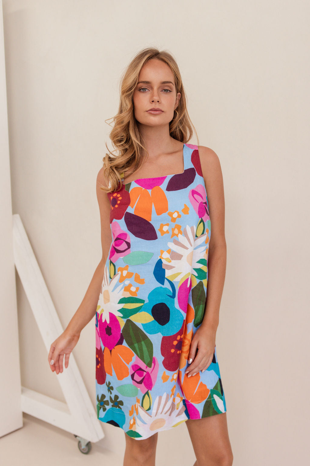 K92 Floral square neck dress