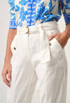 Trinidad Linen Viscose Button Cuff Pant in Ivory
