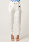 Trinidad Linen Viscose Button Cuff Pant in Ivory