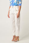 Trinidad Linen Viscose Button Cuff Pant in Ivory