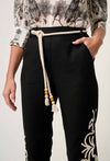 Helm Embroidered Linen Viscose Pant in Black