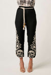 Helm Embroidered Linen Viscose Pant in Black