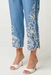 Helm Tencel Embroidered Straight Leg Pant in Sky