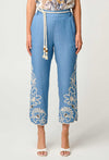 Helm Tencel Embroidered Straight Leg Pant in Sky