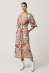 Carmen Viscose Linen Maxi Dress in Azalea Fields