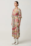 Carmen Viscose Linen Maxi Dress in Azalea Fields