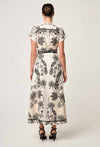 Xanthia Diamond Smock Yoke Linen Viscose Dress in Imperial Stone