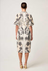 Gaia Lace Spliced Linen Viscose Dress in Imperial Stone