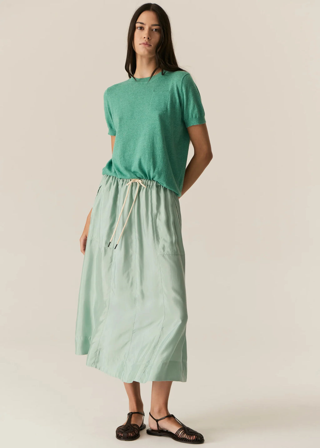 Henri Drawcord Skirt - Mist