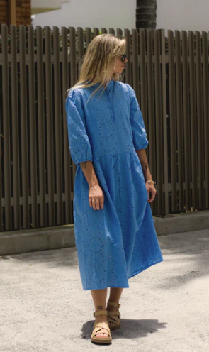Paris Lace Dress - Cornflower Blue