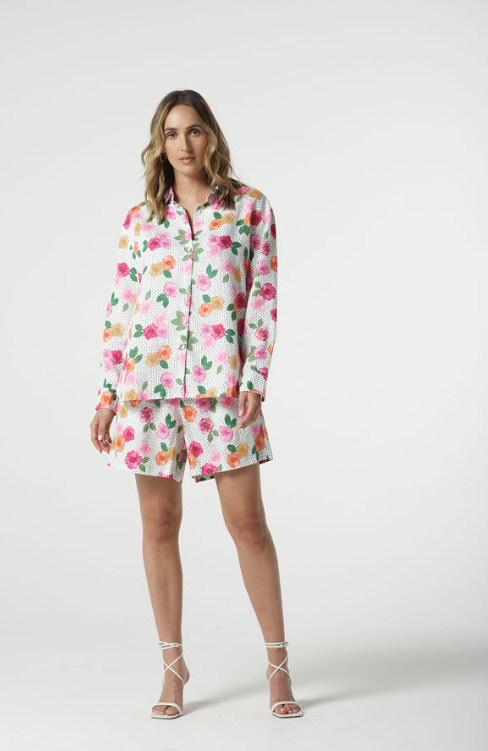 Floral Stitch Button Up