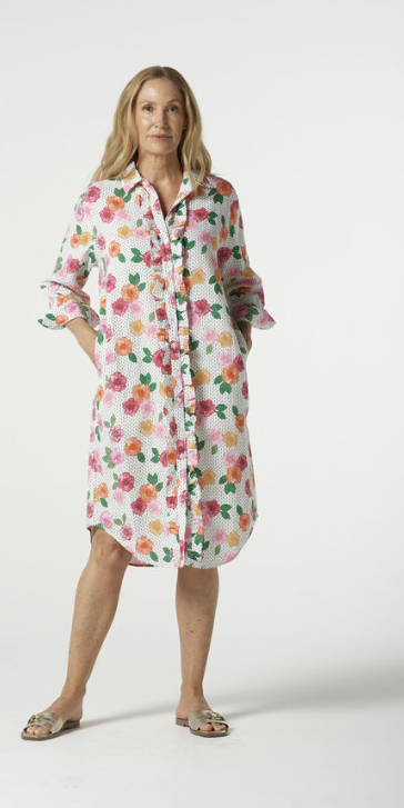 Floral Stitch Button Up Dress