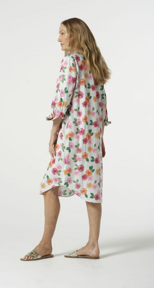 Floral Stitch Button Up Dress