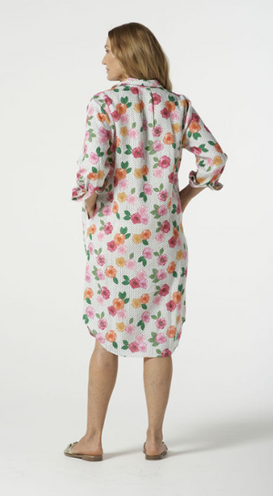 Floral Stitch Button Up Dress
