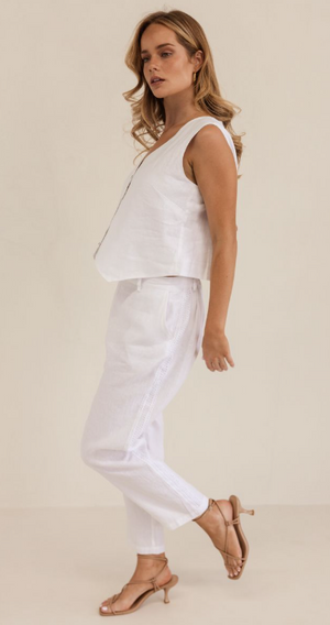 Linen 7/8 Pant with Lace