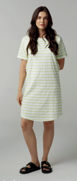 Stripe Raglan Dress- Lime/White