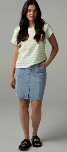 Stripe Tee- White/Lime