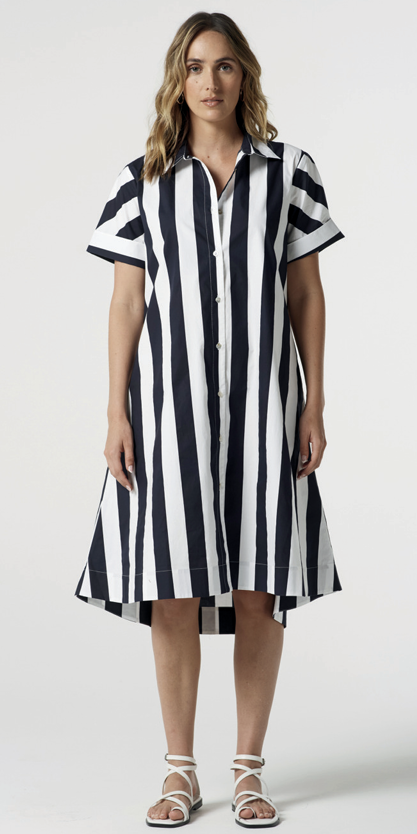 3/4 Sleeve Thick Stripe Dress
