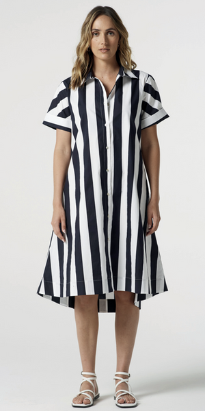 3/4 Sleeve Thick Stripe Dress