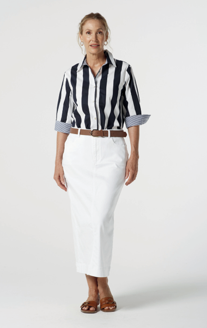 3/4 Sleeve Thick Stripe Shirt