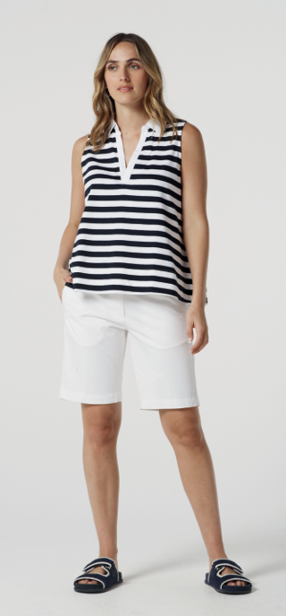 Sleeveless Stripe Polo