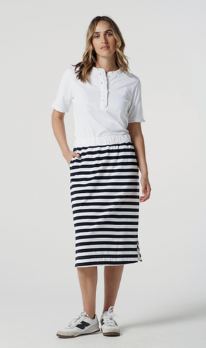 Knit Striped Skirt- White/Navy
