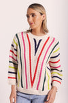 Chevron Knit Sweater -Jungle Boogie Stripe