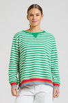 Zipside Classic Cotton Sweatshirt - Green Stripe/Rainbow