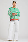 Zipside Classic Cotton Sweatshirt - Green Stripe/Rainbow